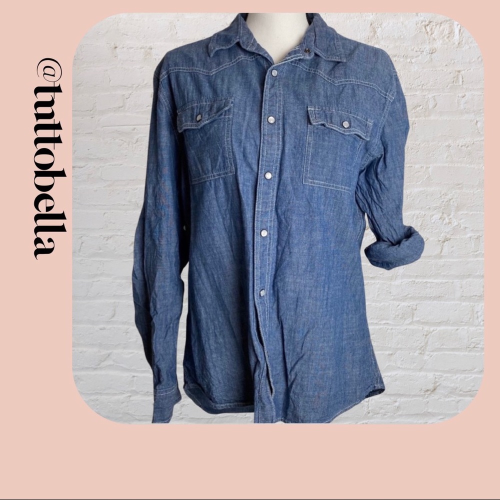 Urban Pipeline Snap Front Denim Shirt Size Large